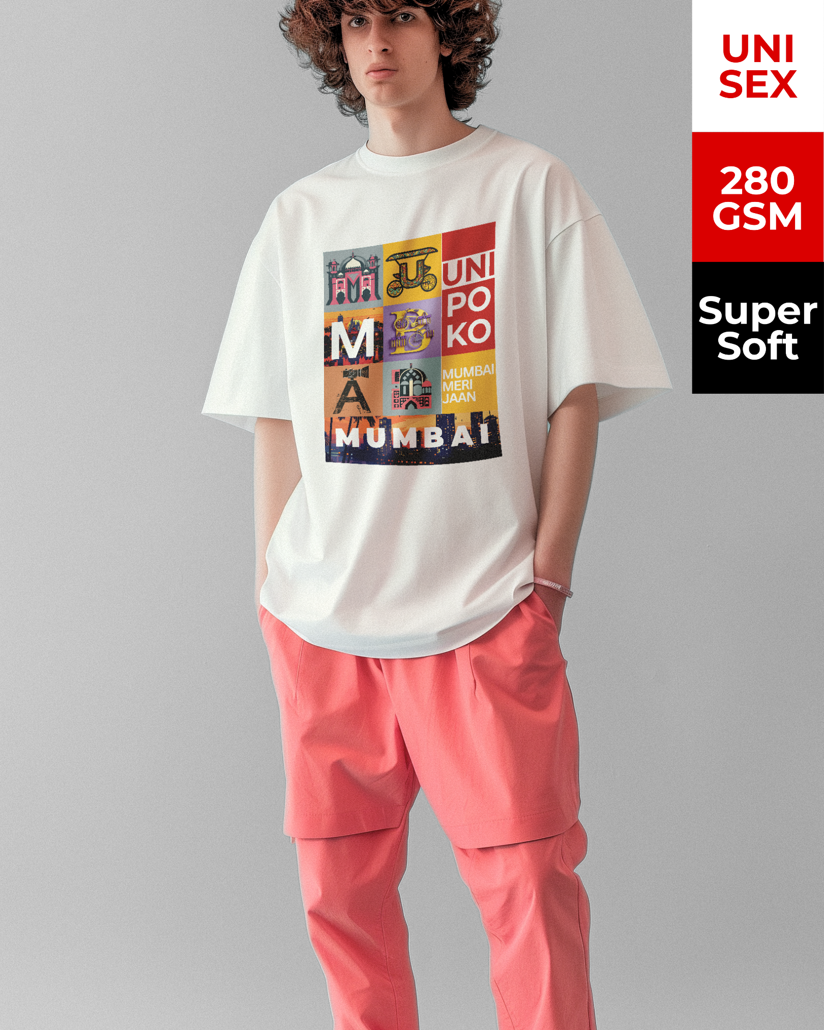 Unisex Terry T-Shirt | Drop Shoulder | White - UNIPOKO