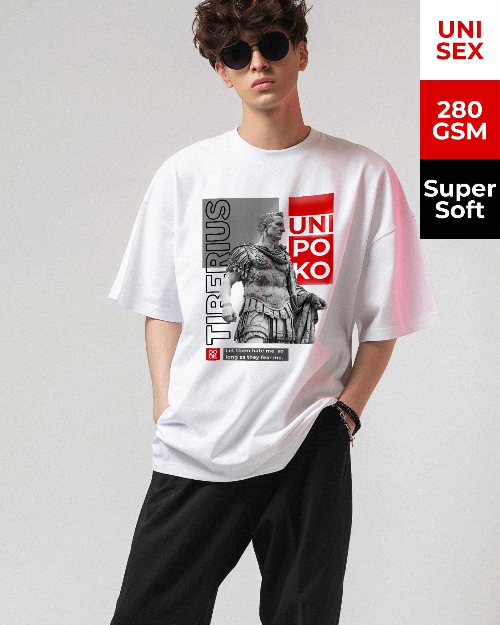 Unisex Terry T-Shirt | Drop Shoulder | White - UNIPOKO